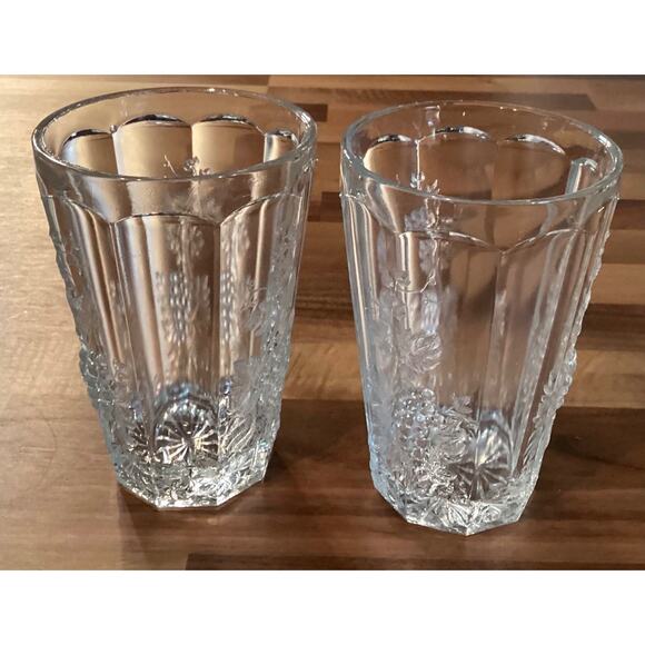 L.G. Wright Glass Panel Grape Clear Pattern 5” Flat Tumblers Set Of 2 - Picture 6 of 10